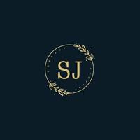 anfängliches sj-schönheitsmonogramm und elegantes logo-design, handschriftlogo der ersten unterschrift, hochzeit, mode, blumen und botanik mit kreativer vorlage. vektor