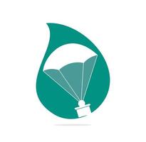 Geschenk-Lieferung-Vektor-Logo-Design. Emblem für das Konzept der Fallschirmgeschenklieferung. vektor