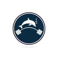 Delphin-Fitness-Logo. Delphin-Gym-Logo. Einfaches Fitness-Logo mit Delphin-Konzept. vektor