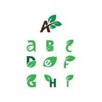 samling av naturlig font grön blad vektor