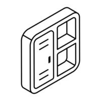 Eine Ikone des Bücherregals in flachem isometrischem Design, das zum sofortigen Download verfügbar ist vektor