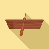 Einwanderer Holzboot Symbol, flacher Stil vektor