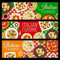 Italienische Restaurantmahlzeiten Vektor horizontale Banner