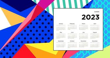 neujahr 2023 kalender design vorlage mit geometrischen bunten abstrakten. Vektor-Kalender-Design. vektor