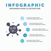 Atom Molekül Wissenschaft festes Symbol Infografiken 5 Schritte Präsentationshintergrund vektor