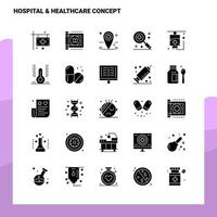 25 Krankenhaus-Gesundheitskonzept-Icon-Set solide Glyphen-Icon-Vektor-Illustrationsvorlage für Web- und mobile Ideen für Unternehmen vektor