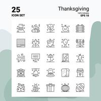 25 Thanksgiving-Icon-Set 100 bearbeitbare Eps 10 Dateien Business-Logo-Konzept-Ideen-Line-Icon-Design vektor