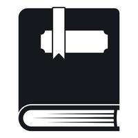 tjock bok med bokmärke ikon, enkel stil vektor