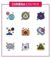 9 gefüllte Linie flache Farbe Coronavirus-Krankheit und Präventionsvektorsymbol Notfallberatung Wissenschaft Fragen Sie einen Arzt Schild virales Coronavirus 2019nov Krankheitsvektor-Designelemente vektor
