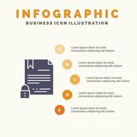 elektronische signatur vertrag digitales dokument internet festes symbol infografiken 5 schritte präsentationshintergrund vektor