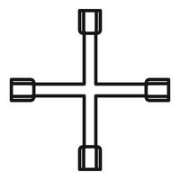Kreuzreifenschlüsselsymbol, Umrissstil vektor