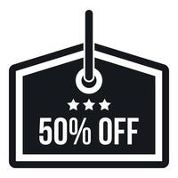 Sale-Tag 50 Prozent Rabatt-Symbol, einfacher Stil vektor