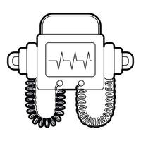 defibrillator ikon, översikt stil vektor