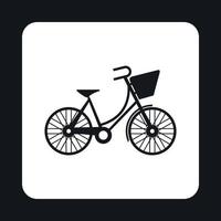 cykel med främre väska ikon, enkel stil vektor