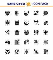 covid19-Symbolsatz für Infografik 25 solide Glyphenpakete wie covid-Bakterienseife sichere Hand virales Coronavirus 2019nov-Krankheitsvektor-Designelemente vektor