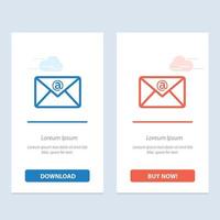 E-Mail-Posteingang E-Mail blau und rot herunterladen und jetzt kaufen Web-Widget-Kartenvorlage vektor