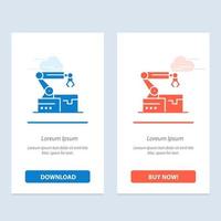automatiserad robot ärm teknologi blå och röd ladda ner och köpa nu webb widget kort mall vektor