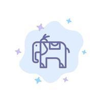 elefant djur- blå ikon på abstrakt moln bakgrund vektor