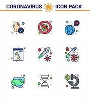 9 fylld linje platt Färg korona virus pandemi vektor illustrationer dropper skalle fara ben covid viral coronavirus 2019 nov sjukdom vektor design element