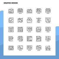 uppsättning av grafisk design linje ikon uppsättning 25 ikoner vektor minimalism stil design svart ikoner uppsättning linjär piktogram packa