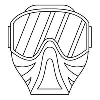 paintball mask ikon, översikt stil vektor