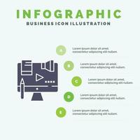 Business Content Copyright Digital Law solides Symbol Infografiken 5 Schritte Präsentationshintergrund vektor