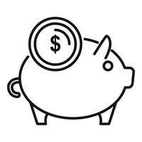 Geld-Sparschwein-Symbol, Umrissstil vektor