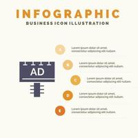 ad styrelse reklam skylt fast ikon infographics 5 steg presentation bakgrund vektor