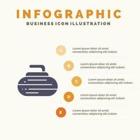 Schüsseln Eisstockschießen Ausrüstung Sport solide Symbol Infografiken 5 Schritte Präsentationshintergrund vektor