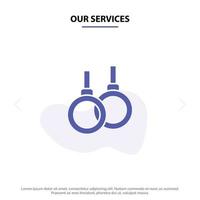 unsere dienstleistungen athletischer ring sport gesundheitswesen solide glyph icon web card template vektor
