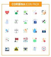 coronavirus medvetenhet ikon 25 platt Färg ikoner ikon inkluderad vaccin medicin virus coronavirus säkerhet viral coronavirus 2019 nov sjukdom vektor design element