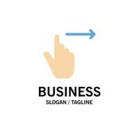 Fingergesten nach rechts streichen Business-Logo-Vorlage flache Farbe vektor