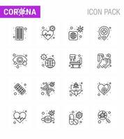 Corona-Virus 2019- und 2020-Epidemie 16-Zeilen-Icon-Pack wie z vektor