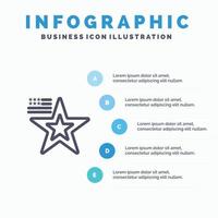 stjärna amerikan flagga USA linje ikon med 5 steg presentation infographics bakgrund vektor