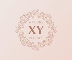 xy initials brief hochzeitsmonogramm logos sammlung, handgezeichnete moderne minimalistische und florale vorlagen für einladungskarten, save the date, elegante identität für restaurant, boutique, café im vektor