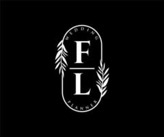 fl initialer brev bröllop monogram logotyper samling, hand dragen modern minimalistisk och blommig mallar för inbjudan kort, spara de datum, elegant identitet för restaurang, boutique, Kafé i vektor