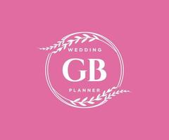 gb initialen brief hochzeitsmonogramm logos sammlung, handgezeichnete moderne minimalistische und florale vorlagen für einladungskarten, save the date, elegante identität für restaurant, boutique, café im vektor