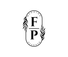 fp initialer brev bröllop monogram logotyper samling, hand dragen modern minimalistisk och blommig mallar för inbjudan kort, spara de datum, elegant identitet för restaurang, boutique, Kafé i vektor