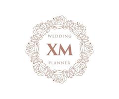 xm initialen brief hochzeitsmonogramm logos sammlung, handgezeichnete moderne minimalistische und florale vorlagen für einladungskarten, save the date, elegante identität für restaurant, boutique, café im vektor