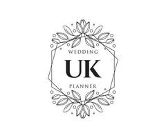 uk initialen brief hochzeit monogramm logos sammlung, handgezeichnete moderne minimalistische und florale vorlagen für einladungskarten, save the date, elegante identität für restaurant, boutique, café im vektor