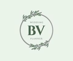 bv initialen brief hochzeitsmonogramm logos sammlung, handgezeichnete moderne minimalistische und florale vorlagen für einladungskarten, save the date, elegante identität für restaurant, boutique, café im vektor