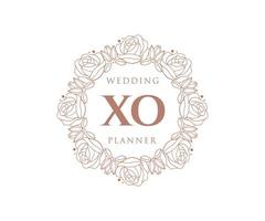 xo initials brief hochzeitsmonogramm logos sammlung, handgezeichnete moderne minimalistische und florale vorlagen für einladungskarten, save the date, elegante identität für restaurant, boutique, café im vektor