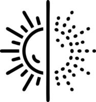 Sonnensymbol auf weißem Hintergrund, Illustration des Sonnensymbolsymbols in Schwarz auf weißem Hintergrund vektor