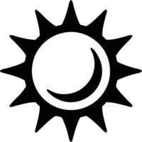 Sonnensymbol auf weißem Hintergrund, Illustration des Sonnensymbolsymbols in Schwarz auf weißem Hintergrund vektor