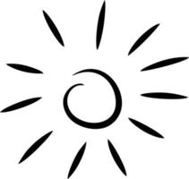 Sol ikon i vit bakgrund, illustration av Sol ikon symbol i svart på vit bakgrund vektor