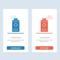 Batterie Minus Plus Blau und Rot herunterladen und jetzt kaufen Web-Widget-Kartenvorlage vektor