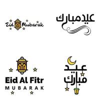 Packung mit 4 Vektoren aus arabischem Kalligraphietext mit Mond und Sternen von Eid Mubarak für die Feier des muslimischen Gemeinschaftsfestes