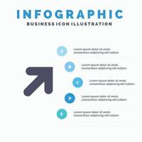 Pfeil nach oben rechts festes Symbol Infografiken 5 Schritte Präsentationshintergrund vektor