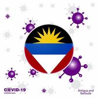 be för antigua och barbuda covid19 coronavirus typografi flagga stanna kvar Hem stanna kvar friska ta vård av din egen hälsa vektor