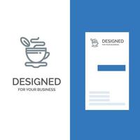 Teetasse heißer Kaffee graues Logodesign und Visitenkartenvorlage vektor